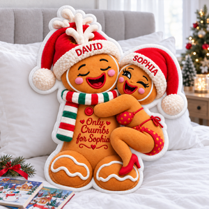 Naughty Gingerbread Couple Custom Shaped Pillow - Personalized Christmas Gifts For Couples 01toqn211026 - Pillow - GoDuckee