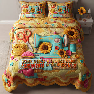 Sewing Girl Quilt Bedding Set Gifts For Sewing Lovers 03PADT261125 - Bedding Set - GoDuckee