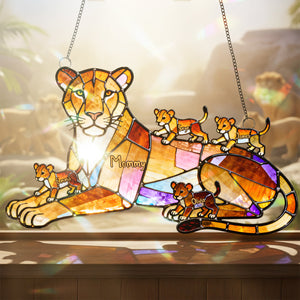 Lion Mom And Kids Suncatcher - Personalized Gifts For Mother's Day Suncatcher Ornament 03OHTA240226 - Ornament - GoDuckee