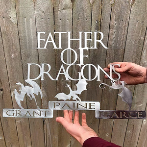 Father Of Dragons- Gift For Father- Personalized Metal Wall Art- Father's Day Metal Wall Art - Metal Wall Art - GoDuckee