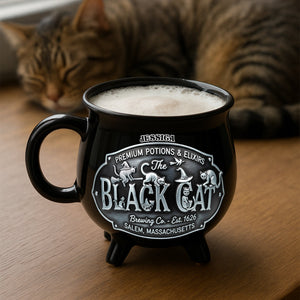 Black Cat Brewing Co Cauldron Mug - Personalized Gift For Cat & Witch Lovers 03QHLU200825 - Cauldron Mug - GoDuckee