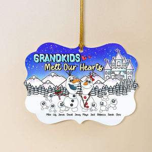 Grandkids Melt My Heart, Gift For Family, Personalized Acrylic Ornament, Snowman Grandkids Ornament, Christmas Gift 02HUHN260923HA - Ornament - GoDuckee
