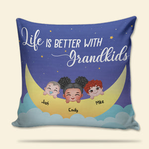 Life Is Better With Grandkids, Personalized Pillow, Grandkids Moon Night Pillow 02OHHN030823HH - Pillow - GoDuckee