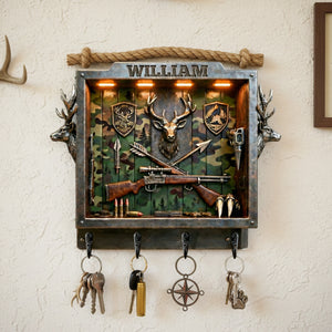 Deer Hunting Wood Key Hanger – Personalized Gifts For Hunters 02tgmg231225 - Wood Sign - GoDuckee