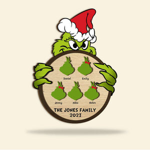 Gift For Family, Personalized Wood Sign, Christmas Green Monster Family Wood Sign, Christmas Gift 01NAHN080923 - Wood Sign - GoDuckee