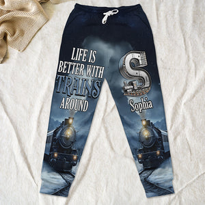 Custom Alphabet Letter Gifts For Train Lovers 3D Sweatpants 05xqqn140225 - Shorts and Pants - GoDuckee