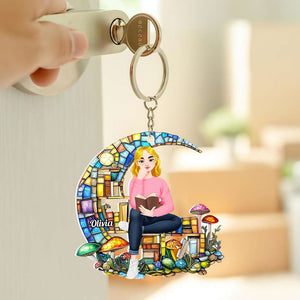 Personalized Gifts For Book Lover Keychain Girl Reading Book 01XQDT030125PA - Keychains - GoDuckee