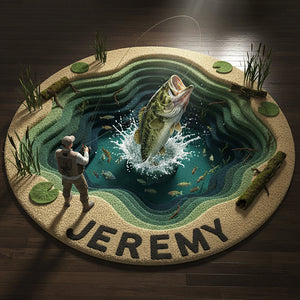 Personalized Gifts For Fishing Lovers, Fish Quilted Round Mat 02hyta061025 - Doormat - GoDuckee