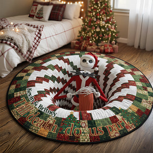 Spooky Twist Christmas Quilted Round Mat Personalized Gifts For Couple 01TGDT011025 - Doormat - GoDuckee