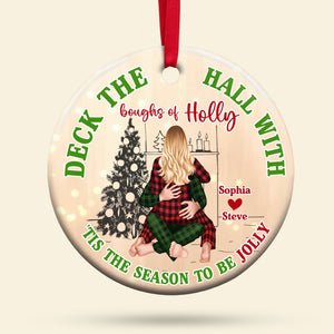 Romantic Couple, Love You Forever And Ever, Personalized Ornament, Couple Gifts, Gifts For Him/Her, Unique Christmas Gifts, Christmas Tree Decorations - Ornament - GoDuckee