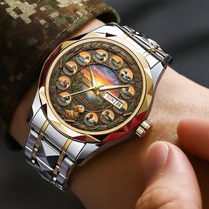 Waterfowl Duck Hunting Steel Men's Watch - Personalized Gift For Hunters 06HULU200126 - Men's Watch - GoDuckee