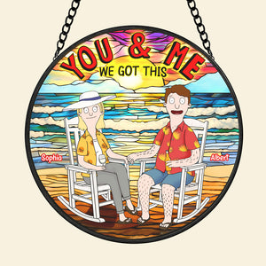 Personalized Gifts For Couple Stained Glass 01huqn280225pa - Ornament - GoDuckee