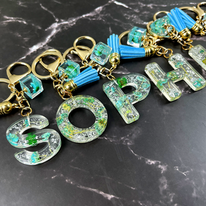 Resin Flower Letter Keychain 29acxx140325 - Keychains - GoDuckee