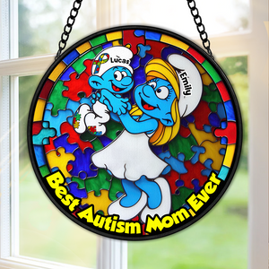 Personalized Gifts For Autism Mom Stained Glass, Blue Character 01tgpu210225 - Ornament - GoDuckee