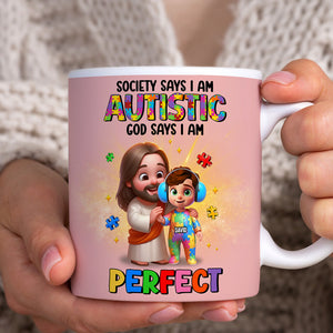 Personalized Gifts For Autism Kid Mug, God Protect Him/ Her In His Arms 01qhtn050325 - Coffee Mug - GoDuckee