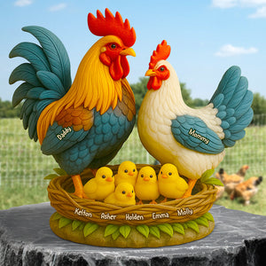 Chicken Family Acrylic Plaque Personalized Gifts For Dad 05XQDT030525 - Shaped Plaques - GoDuckee