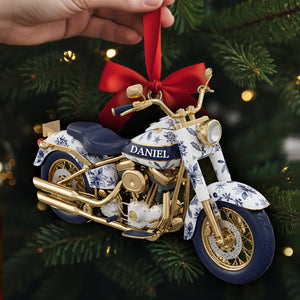 Motorcycle Toile de Jouy Christmas Ornament Personalized Gifts for Bikers 05PGLU061025 - Ornament - GoDuckee