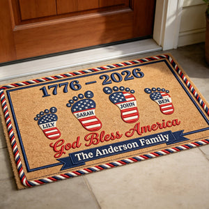 USA 250th Anniversary Foot Family Doormat - Personalized Gifts For Family 03natn030326 - Doormat - GoDuckee