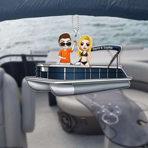 Customized Pontoon Adventure, Personalized Car Ornament, Gifts For Water Lovers, Gifts For Pontoon Lovers - Ornament - GoDuckee