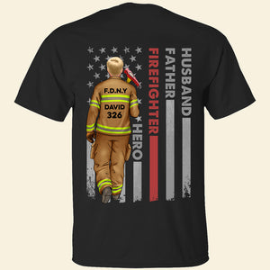 Husband Father Firefighter, Personalized Firefighter Dad Shirt, Father's Day Gift, Birthday Gift For Dad - Shirts - GoDuckee