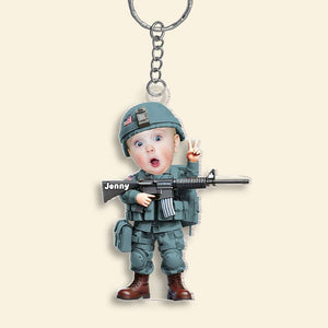 Custom Photo Gifts For Military Kid Keychain 01OHMH061224 - Keychains - GoDuckee
