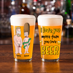 Personalized Gifts For Couple Beer Glass Funny Cartoon Couple 02natn090724hg - Beer Glasses - GoDuckee