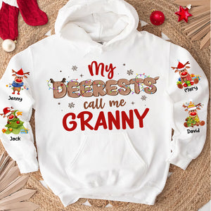 My Deerests Call Me Granny, Personalized Shirt For Grandma, Mom, Christmas Gift For Family, Cute Reindeer Xmas Shirt - AOP Products - GoDuckee