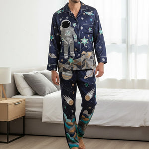 Astronaut Button Up Pajama Set Personalized Gifts For Space Lovers 02patn061225 - Pajama Set - GoDuckee