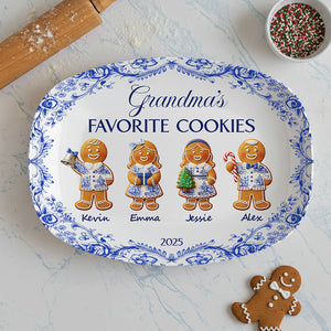 Grandma's Cookies - Personalized Christmas Gifts - Toile De Jouy Blue Floral Plate 02pgta290925 - Plates - GoDuckee