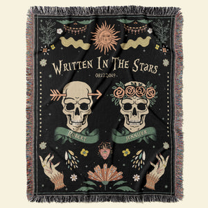 Written In The Stars-Personalized Woven Blanket-Gift For Him/ Gift For Her- Halloween Gift- Zodiac Signs Blanket - Blanket - GoDuckee