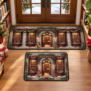 Cozy Bookstore Christmas Rug - Personalized Gifts For Book Lovers 02NAQN260926