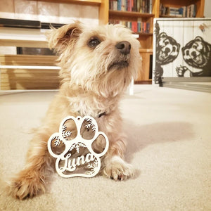 Dog Paw Snowflake, Personalized Wood Ornament, Pet Christmas Ornament, Gift For Dog Moms, Cat Moms - Ornament - GoDuckee