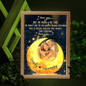 Custom Photo Gifts For Mom Light Box Frame I Love You Past The Moon - Canvas Print - GoDuckee