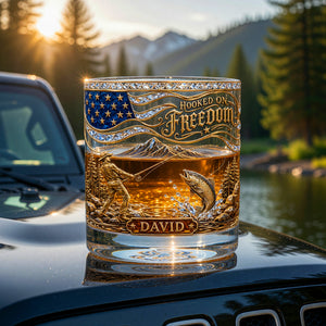 Hooked On Freedom Fishing Round Glass - Personalized Gifts For Fishing Lovers 05paqn290526-Homacus