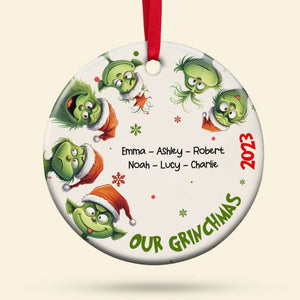 Gift For Family, Personalized Ceramic Ornament, Green Family Ornament, Christmas Gift 05OHHN231023 031123 - Ornament - GoDuckee