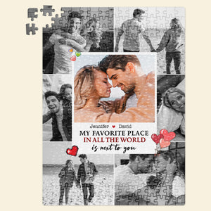 Personlized Gift For Couple Jigsaw Puzzle My Favorite Place In All The World - Wood Sign - GoDuckee
