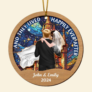 And They Lived Happily Ever After, Couple Gift, Personalized Ornament, Couple Suncatcher Ornament - Ornament - GoDuckee