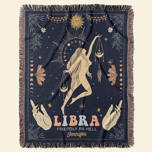 Zodiac Sign-Personalized Woven Blanket- Gift For Zodiac Lovers- Christmas Gift- Zodiac Sign Blanket - Blanket - GoDuckee