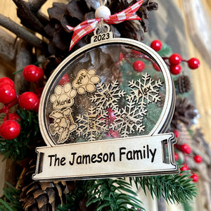 Snow Family - Personalized 4D Shaker Ornament - - GoDuckee