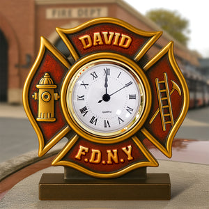 Firefighter Desk Clock Plaque - Personalized Gifts For Firefighter 02toqn280525 - Clock Plaques - GoDuckee
