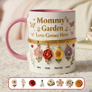 Mom's Floral Garden Coffee Accent Mug - Personalized Gifts For Mom 031NAMG271225 - Coffee Mug - GoDuckee