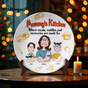 Personalized Gifts For Mom Ceramic Round Plate 05xqtn140325pa Mommy's Kitchen - Where Meals, Cuddles And Memories Are Made For - Ceramic Round Plate - GoDuckee