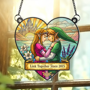 Couple Link Window Hanging Suncatcher Ornament - Personalized Gifts For Couple 02napu110625 - Ornament - GoDuckee