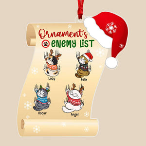 Ornament's Enemy List Personalized Ornament, Naughty Cat Christmas Ornament, Gifts For Cat Lovers - Ornament - GoDuckee