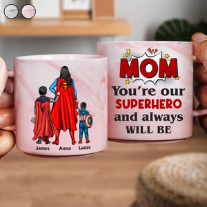 Personalized Gifts For Mom Marble Mug 06natn210325pa You're Our Superhero And Always Will Be - Marble Mug - GoDuckee