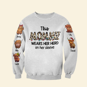 This Family Wear Their Herd On Their Sleeves, Gift For Family, Personalized Shirt, Cow Kids Shirt, Christmas Gift - AOP Products - GoDuckee