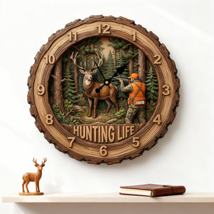 Personalized Gifts For Hunters Acrylic Hanging Wall Clock 03HUTN231225 - Hanging Wall Clock - GoDuckee