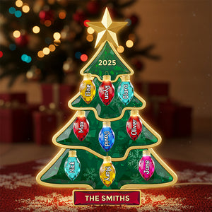 Christmas Tree Family Light Box - Personalized Gifts For Family Custom Shape Acrylic Light Box 04NADT301025 - Light Box - GoDuckee