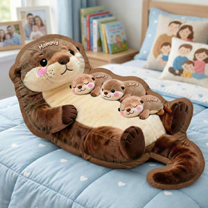 Otter Mom Pillow - Personalized Gifts For Mom 01naqn040226 - Pillow - GoDuckee