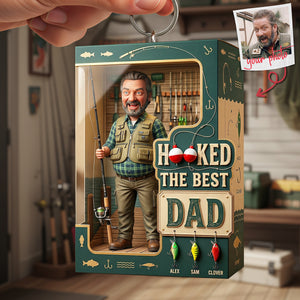 Hooked On Fishing Dad Keychain - Personalized Custom Photo Gifts For Dad 02PATA260326 - Keychains - GoDuckee